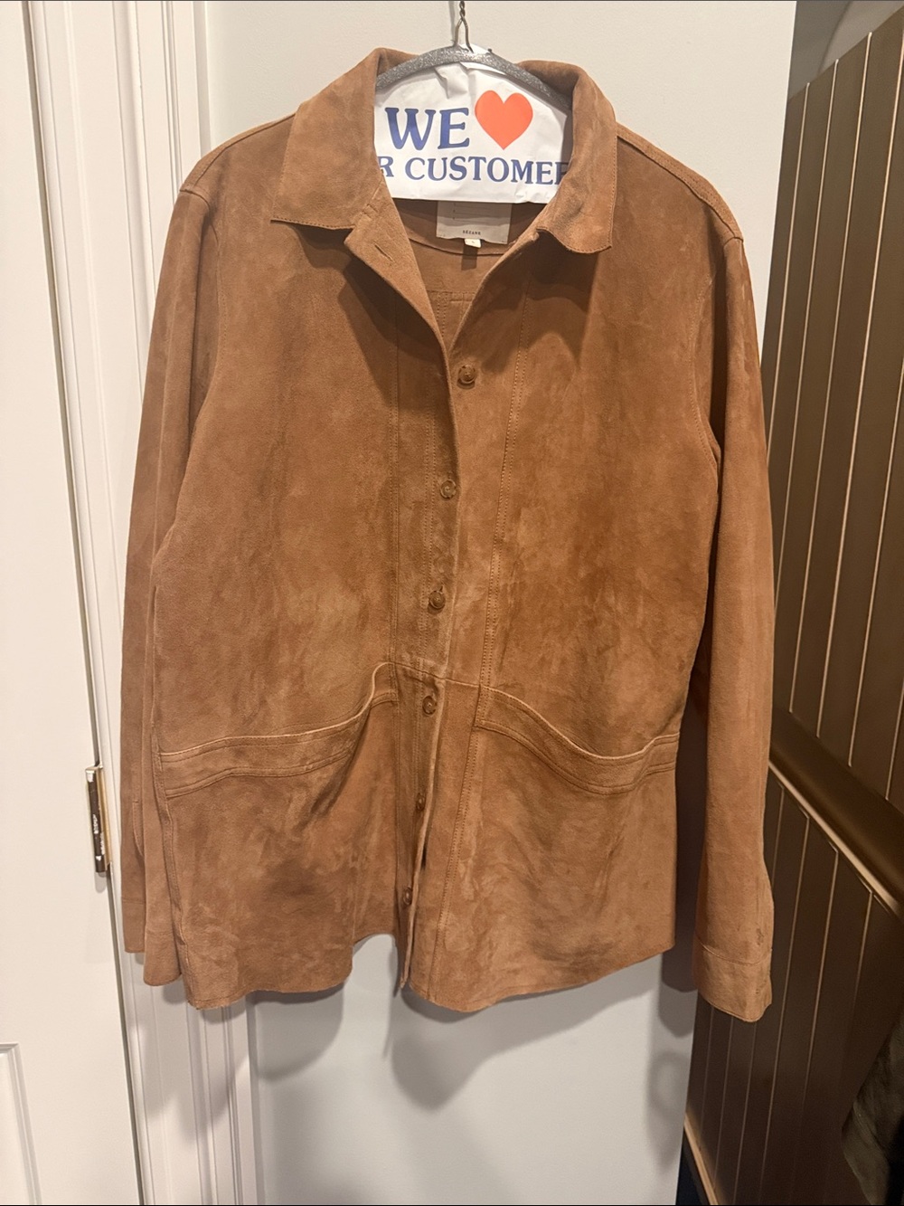 Sezane Tan Suede Button-Front Jacket